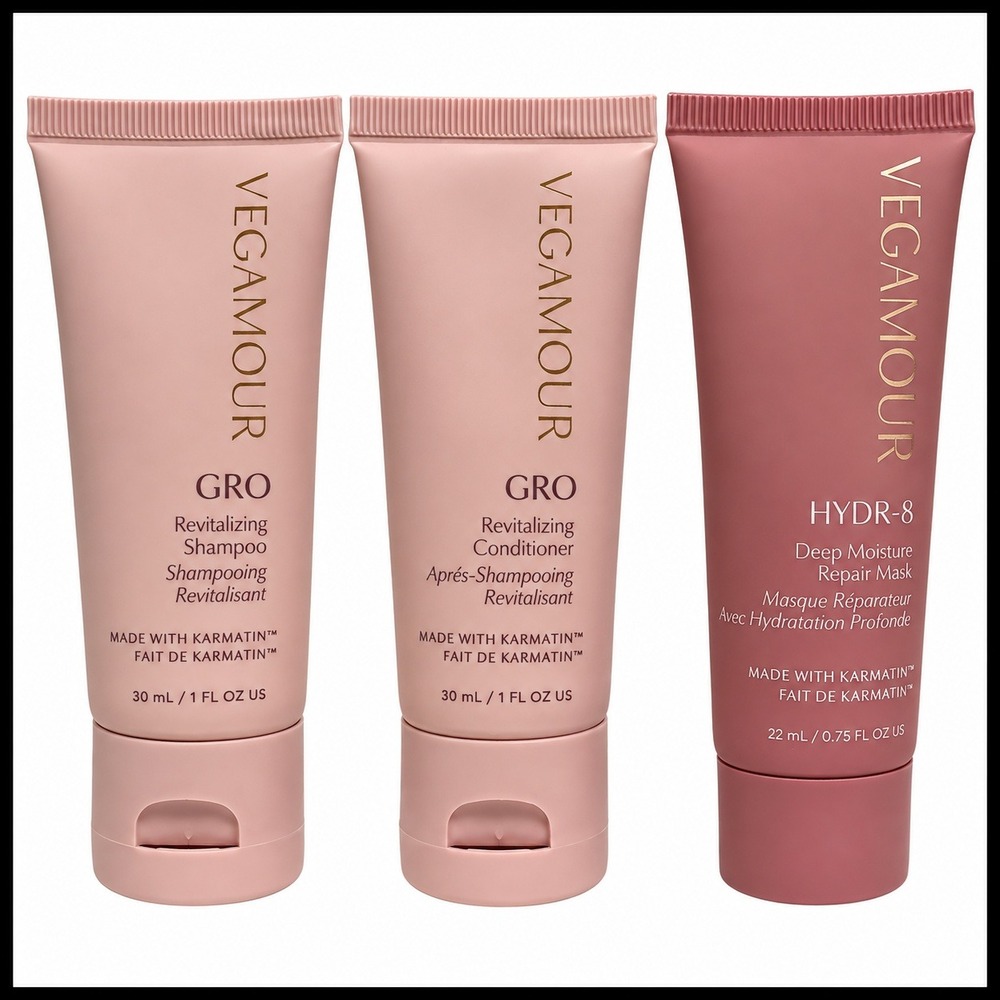 Vegamour GRO Revitalizing Shampoo Conditioner & HYDR-8 Deep Moisture Mask Set